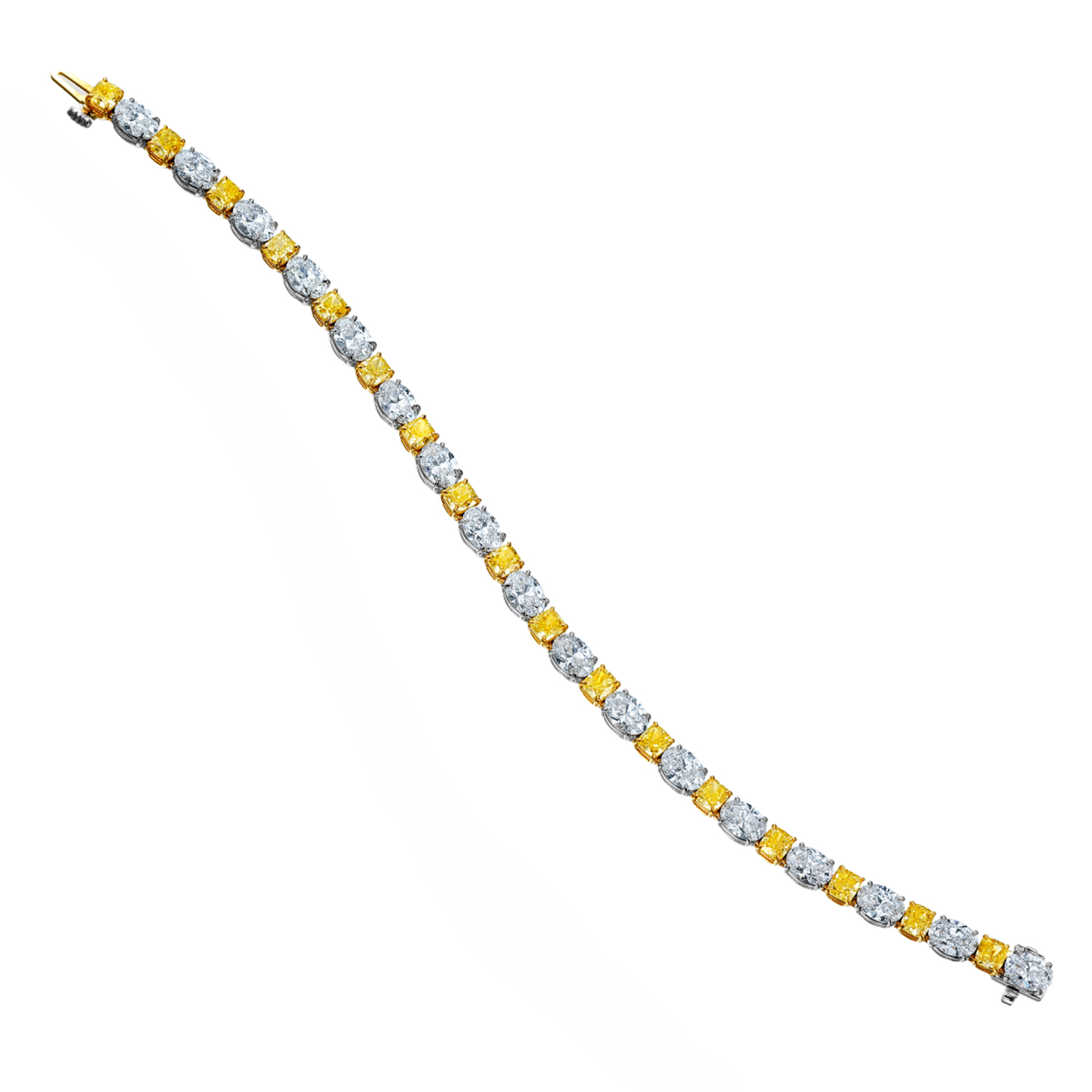 Platinum and Yellow Gold Yellow Diamond Tennis Bracelet